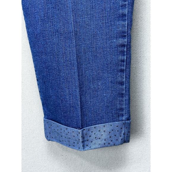 NYDJ Jeans Womens Size 12 Blue Cropped Bedazzled Cuffed Stretch - Picture 3 of 15